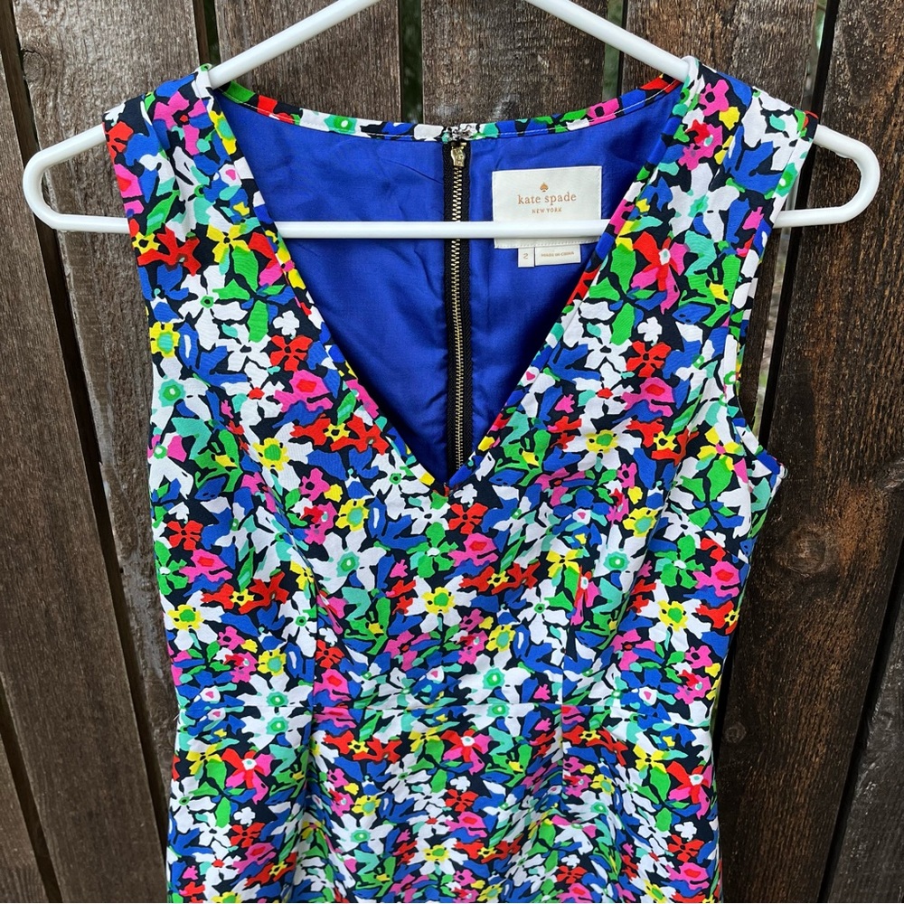 Kate Spade Mira in Full Bloom Silk Blend V-Neck Dress Sz 2 - Picture 4 of 14